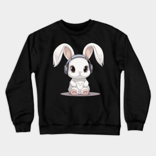 Baby Bunny Rabbit wearing headphones, Cute, Kawaii Crewneck Sweatshirt